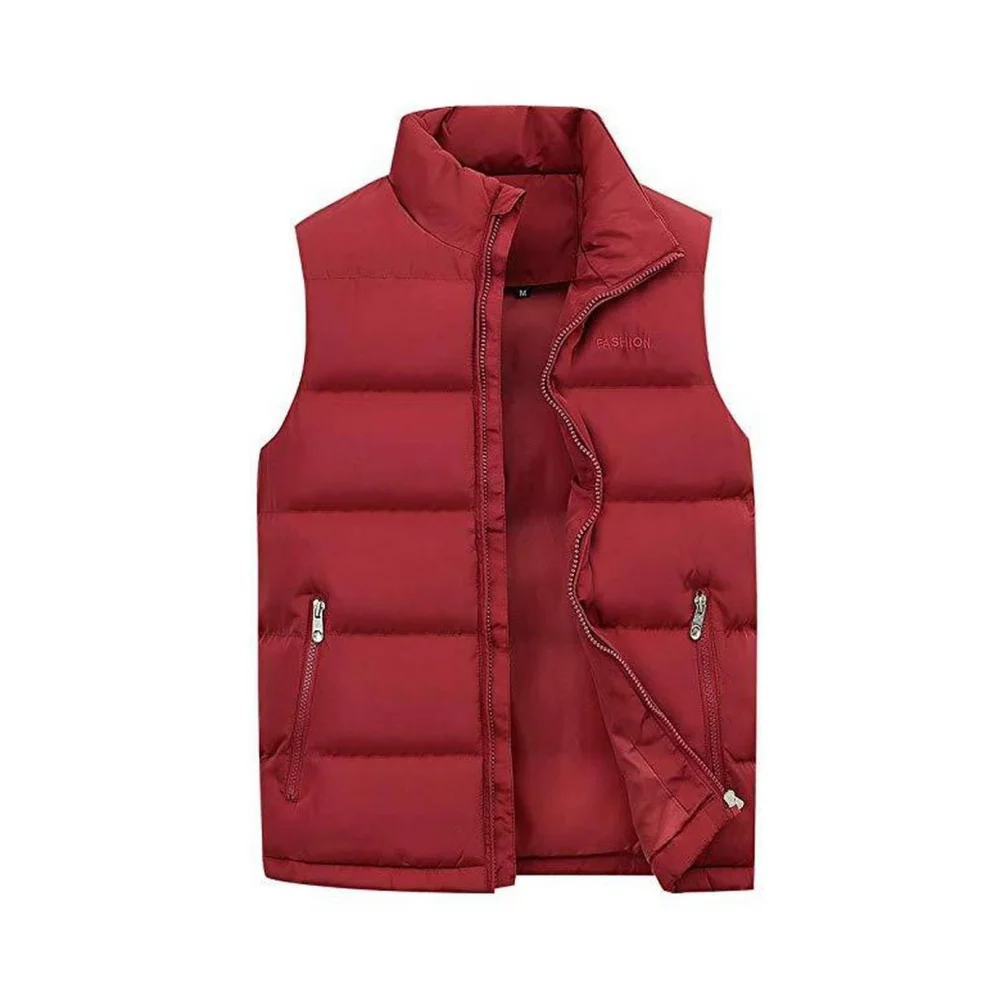 2025 Men's Streetwear Sleeveless Quilting Puffer Vest Jackets Winter Cotton Waistcoats Jacket - Image 2